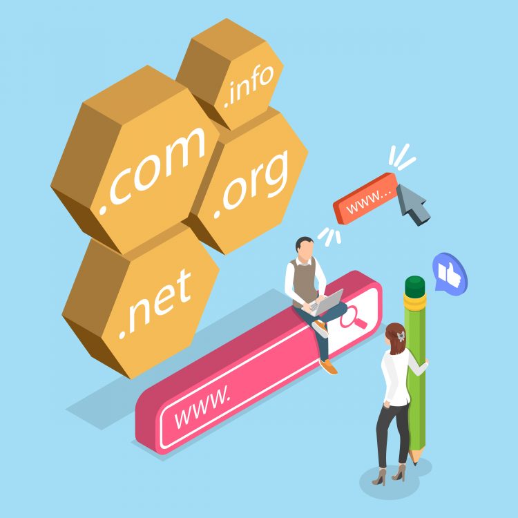 3D Isometric Flat Vector Illustration of Internet Technology, Idea Of Registering A Domain